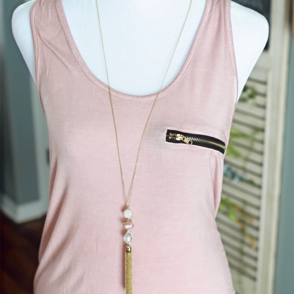 Chic Pink Tank with Zipper Accent